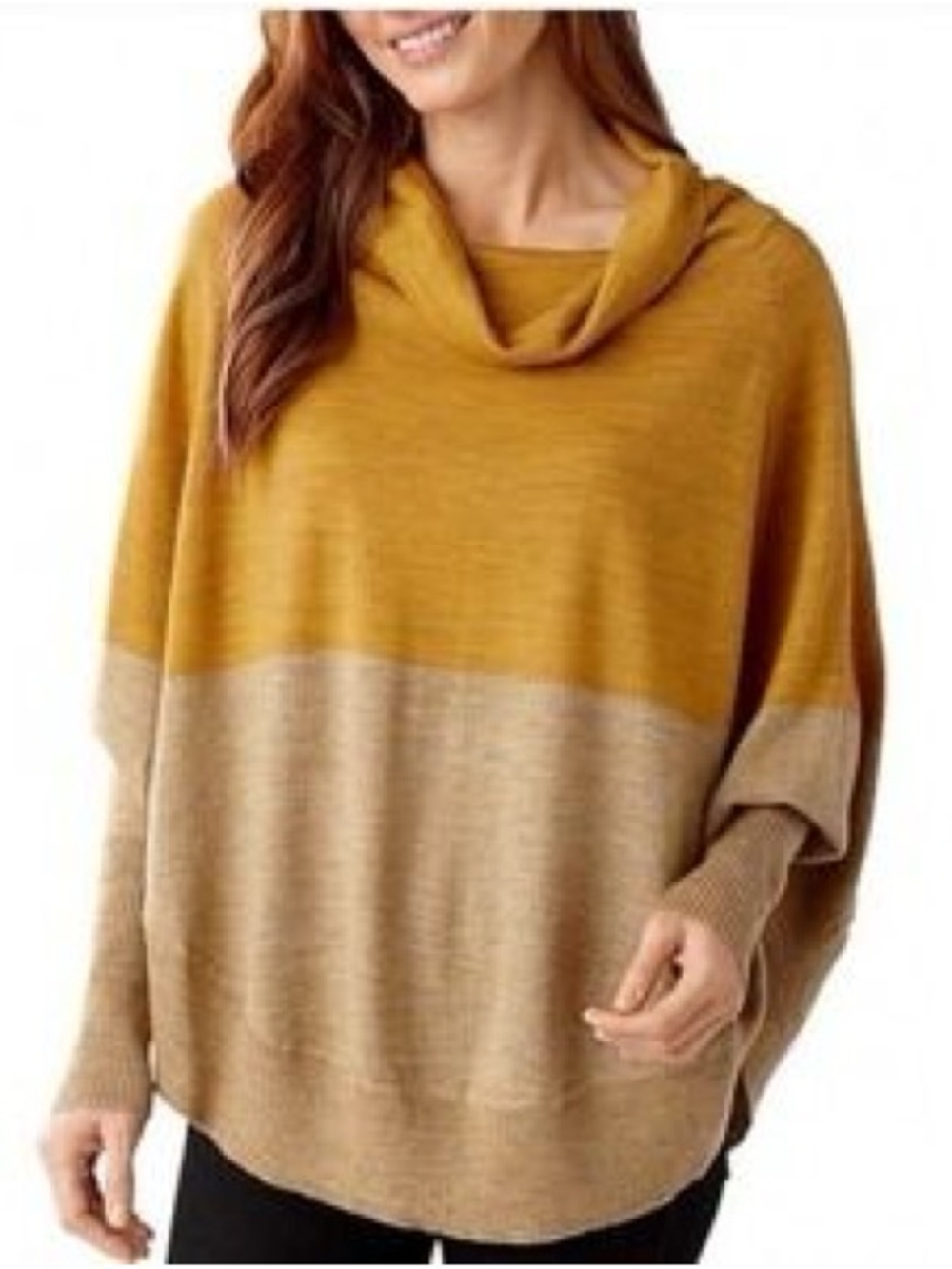 Smartwool Nokoni Poncho-Sweater Size L/XL Ochre(mustard Yellow) Top